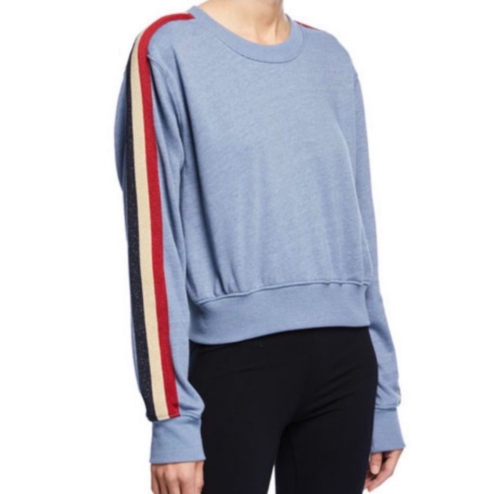 Spiritual Gangster Crop Crew Striped Sweatshirt Size Medium